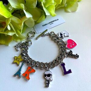 Karl Lagerfeld Kids Silver Charm Bracelet with Colorful Accents